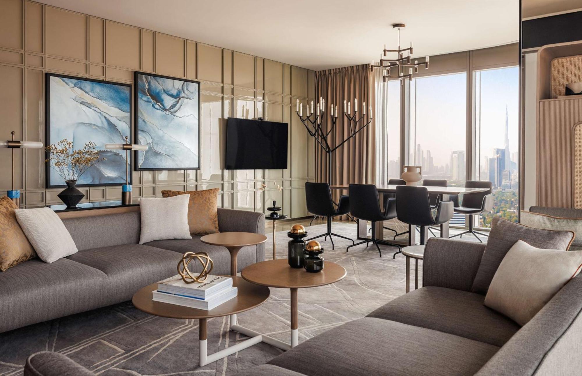 One&Only One Za'Abeel Hotell Dubai Eksteriør bilde The living room of a three-bedroom apartment